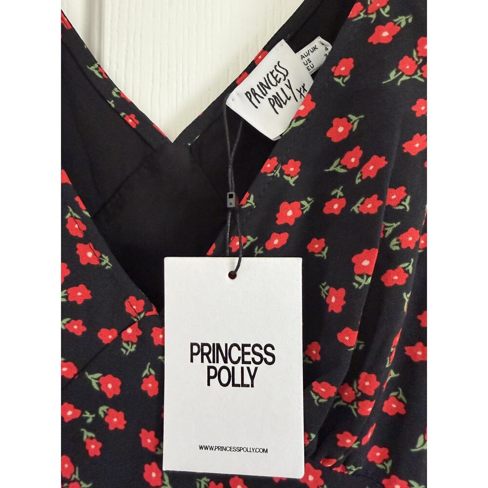 NWT Princess Polly Nellie Black Red Floral Maxi Dress Size 4 - Picture 6 of 15